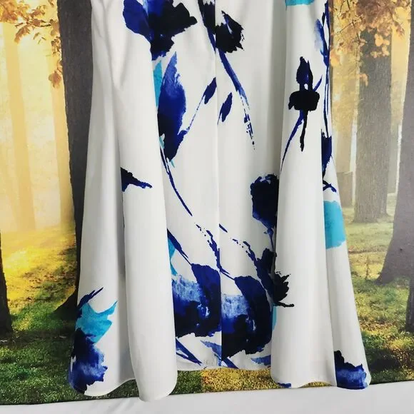 Lauren Ralph Lauren Womens 6 Cold Sholder Cut-Out Floral Crepe Shift Dress Blue - Picture 10 of 16